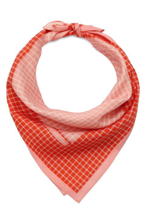 petite windowpane check square cotton & silk bandana