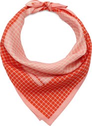 Kate Spade New York petite windowpane check square cotton & silk bandana