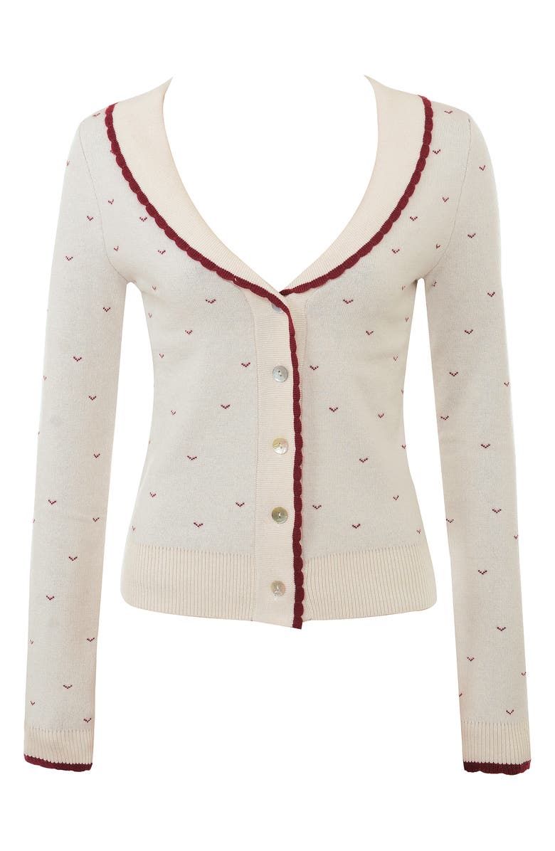HOUSE OF CB Marla Jacquard Cardigan, Alternate, color, Ivory