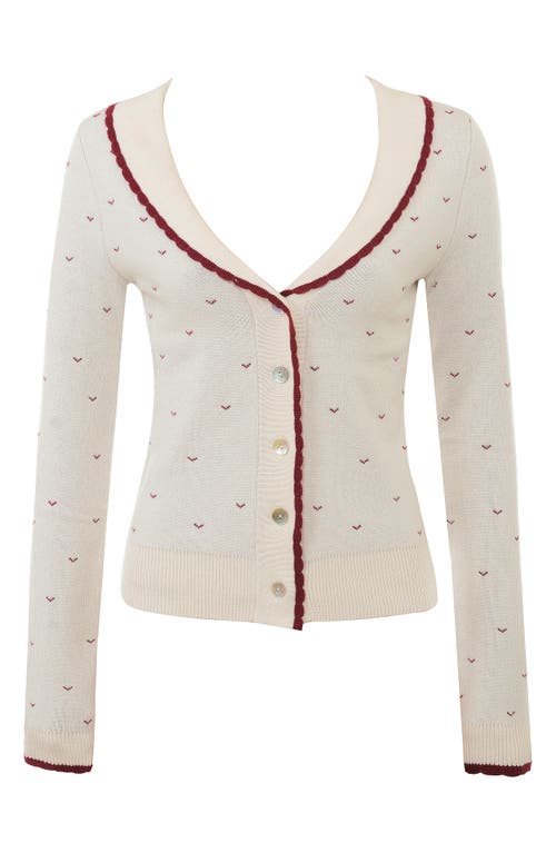 House Of Cb Of Cb Womens Ivory Marla Heart-print Knitted Cardigan In Ivory