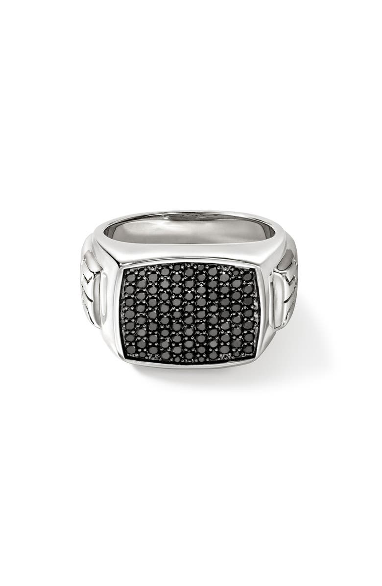 John Hardy Signet Ring, Main, color, Silver/Black Sapphire