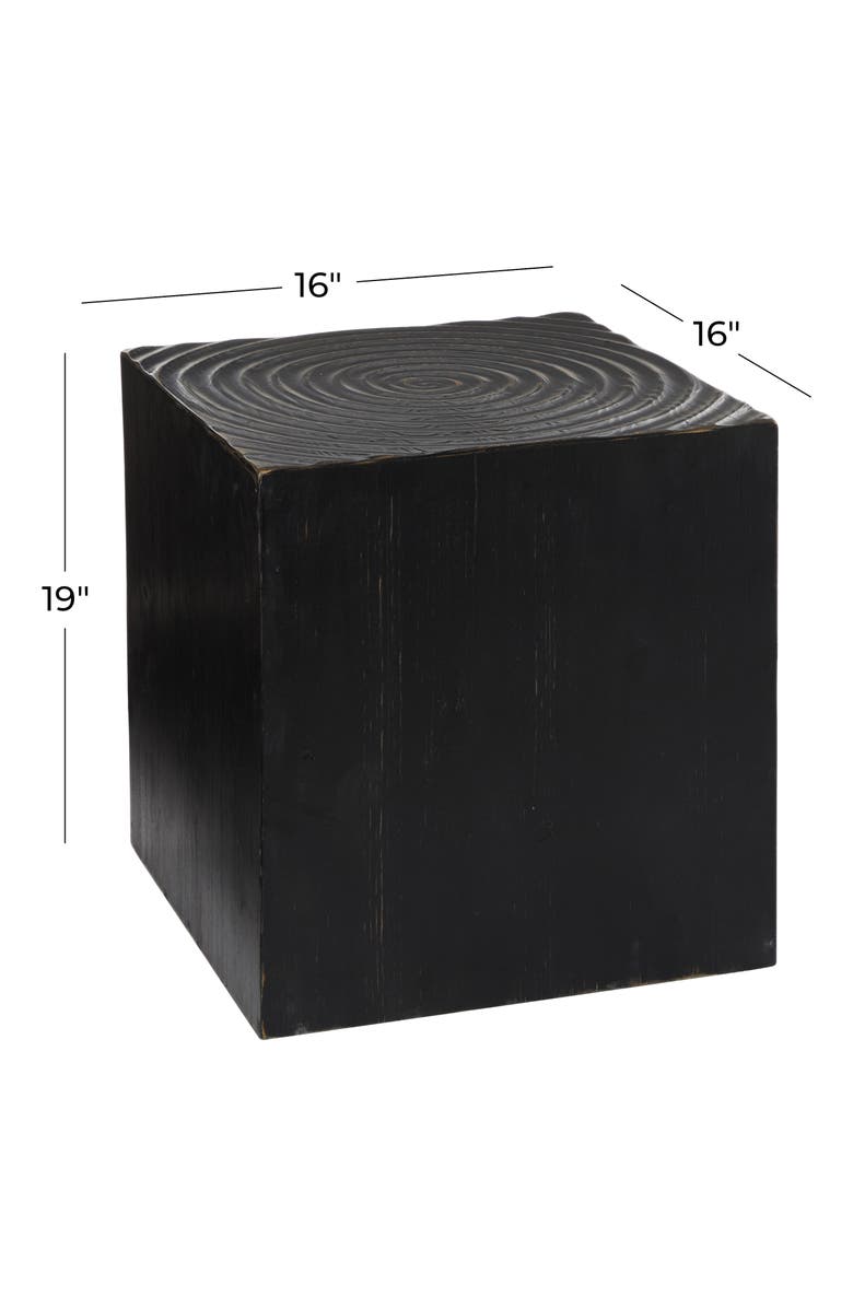 GINGER BIRCH STUDIO Black Wood Intricately Carved Accent Table, Alternate, color, 