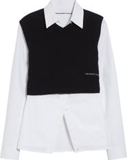 Alexander Wang Stretch Cotton Shirt & Wool Blend Sweater Vest