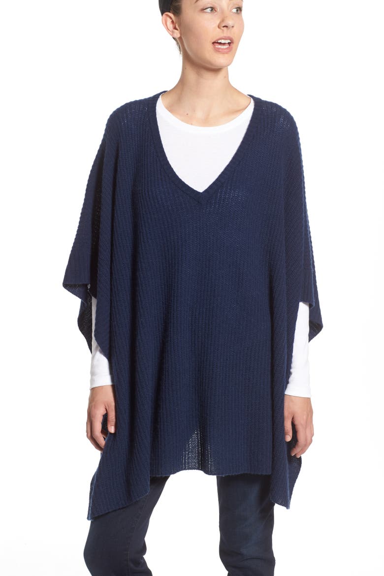 Cashmere Poncho, Alternate, color, NAVY NIGHT