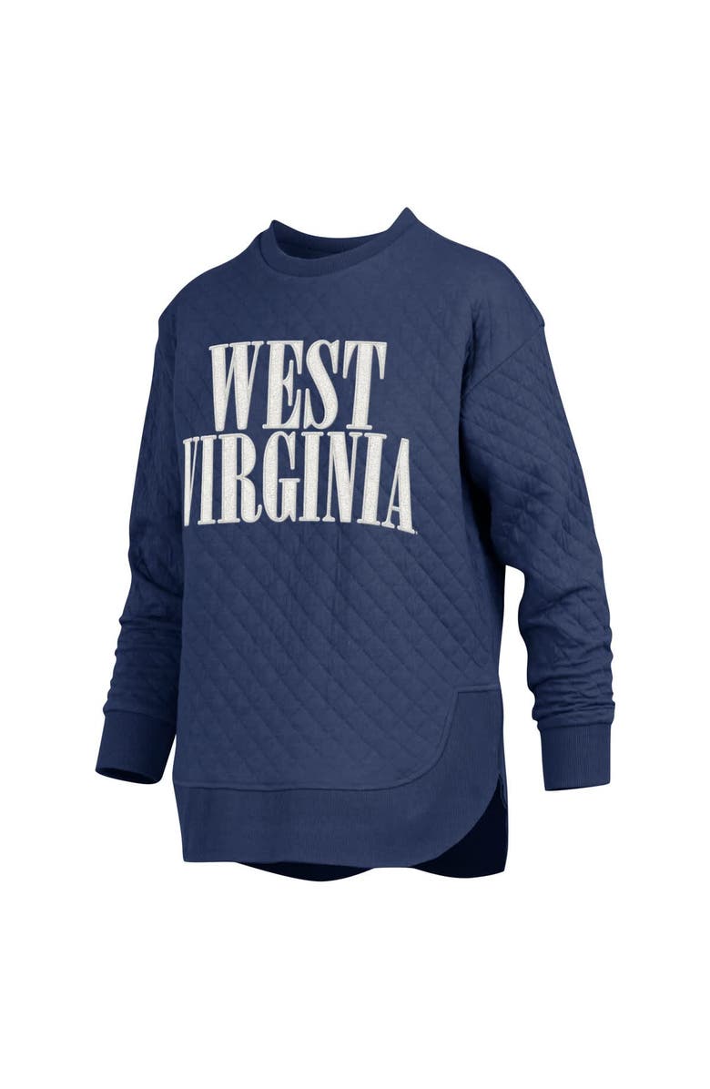 PRESSBOX Women's Pressbox Navy West Virginia Mountaineers Quilted Long Sleeve Pullover Sweatshirt, Alternate, color, Navy