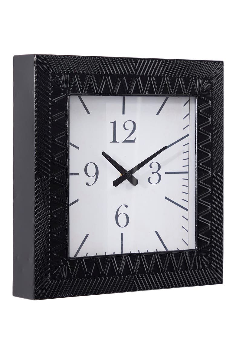 Black Metal Modern Wall Clock, Alternate, color, BLACK