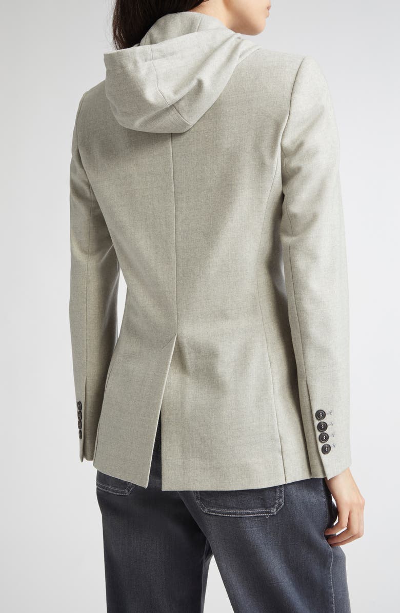 Eleventy Stretch Wool Blazer with Removable Hooded Bib, Alternate, color, Light Gray Melange