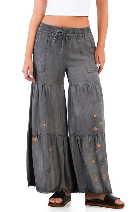 Prettier in Person Tiered Wide Leg Denim Pants