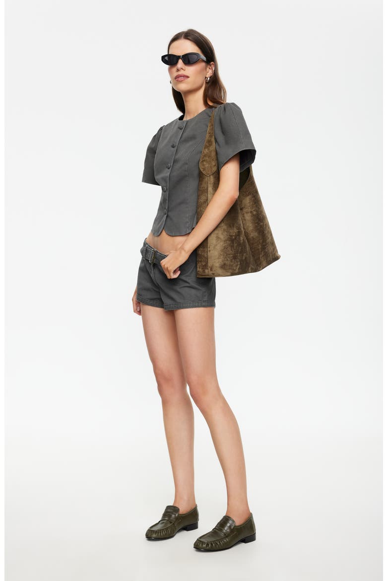 Afterglow Belted Low Rise Shorts, Alternate, color, MOSS