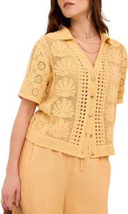 MINT VELVET Cotton Blend Crochet Shirt
