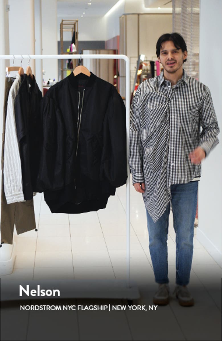 Puff Sleeve Oversize Satin Bomber Jacket, sales video thumbnail