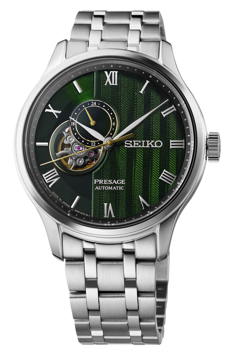 SEIKO WATCHES Presage Automatic Bracelet Watch, 41.8mm, Main, color, Green