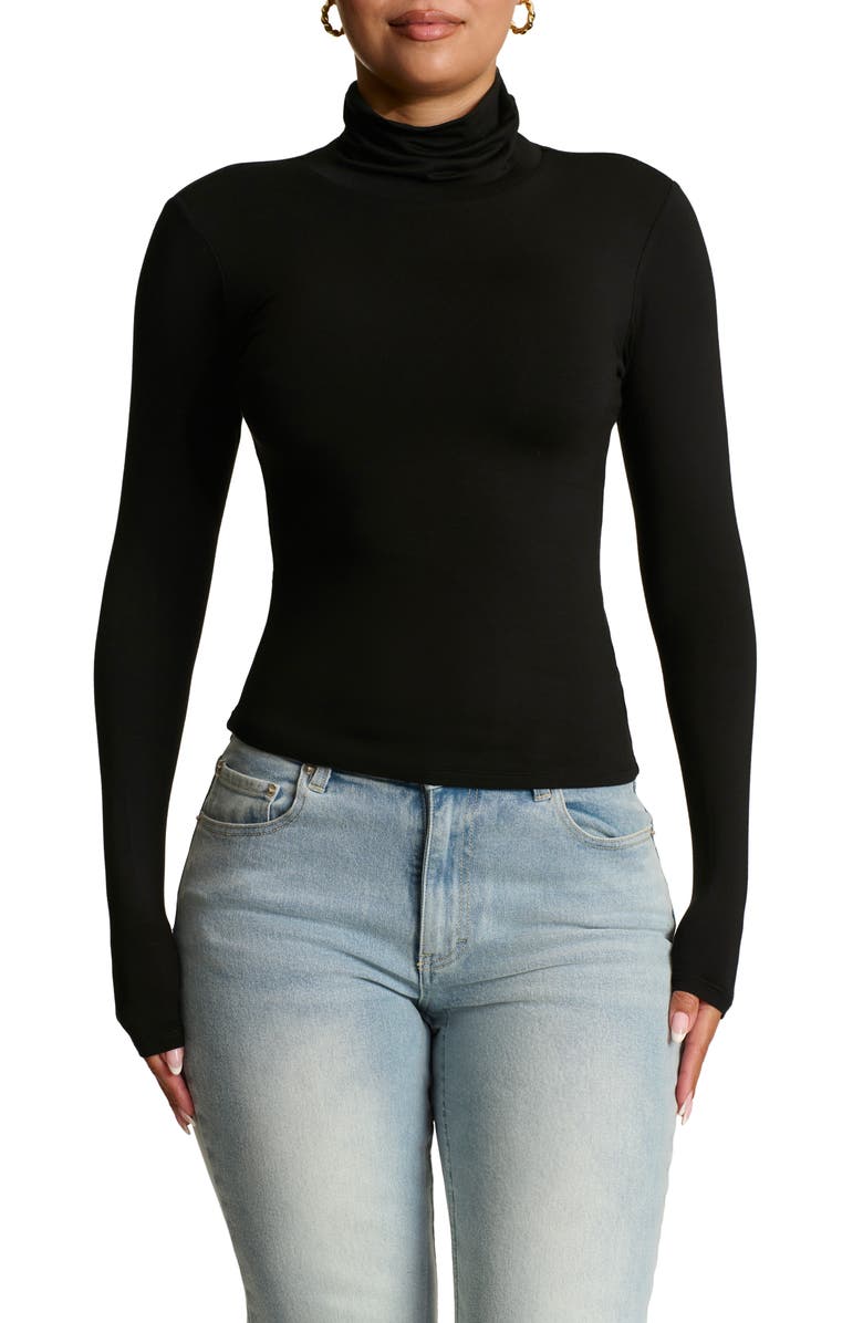 Naked Wardrobe Smooth Turtleneck Top, Main, color,