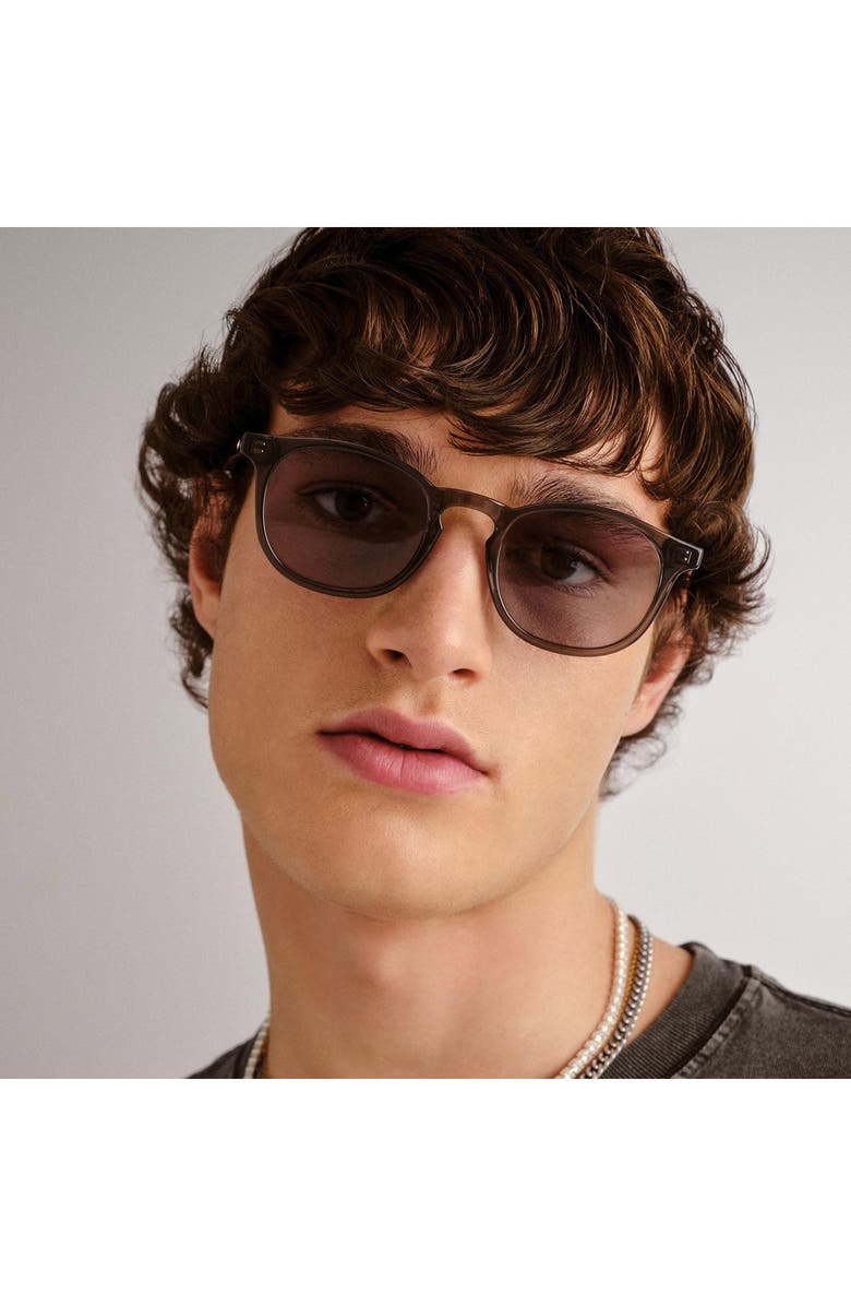 Le Specs Club Royale 48mm Round Sunglasses, Alternate, color, Pewter / Smoke Tint
