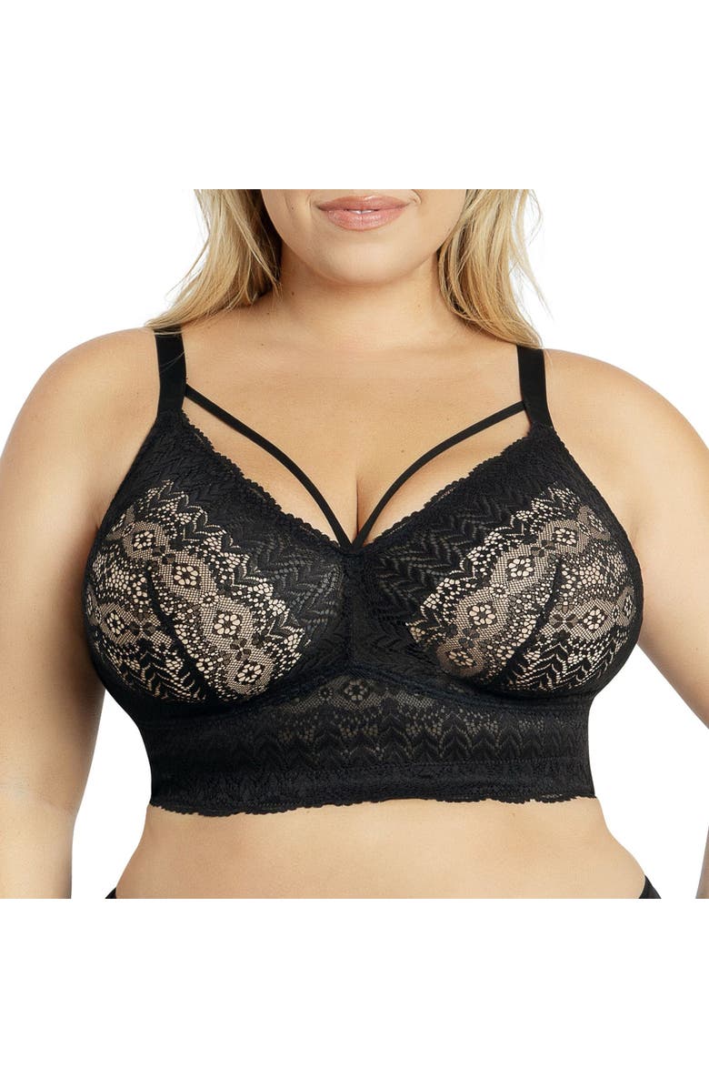 Parfait Mia Wire-Free Padded Lace Bralette, Alternate, color, Black