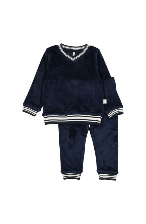 Shop Pouf Velour Varsity Pj In Midnight Blue