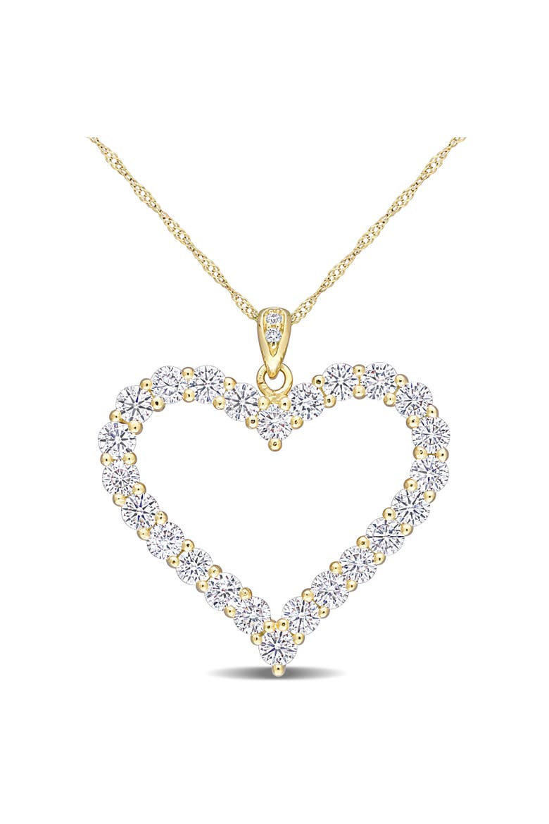 2-2/5 CT DEW Moissanite Heart Necklace, Main, color, Yellow-Plated