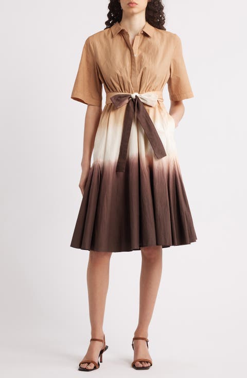 Dip Dye Tie Waist Shirtdress