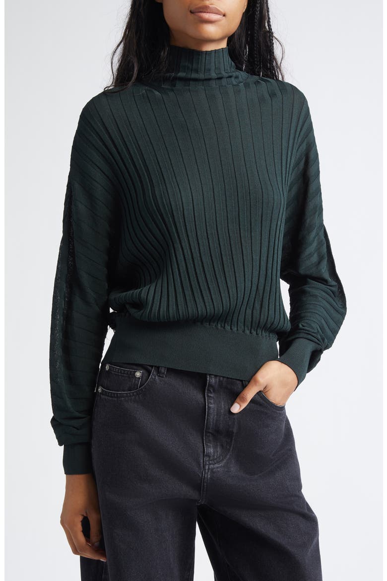 Luiza Mock Neck Rib Sweater, Alternate, color, BOTTLE GREEN