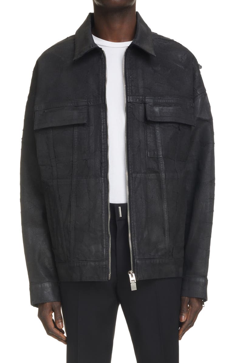 Givenchy Crackled Coated Denim Jacket, Main, color, 