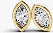 SEREIA OFFICIAL 14K Gold Studs 0.5 Carat Marquise Bezel Solitaire