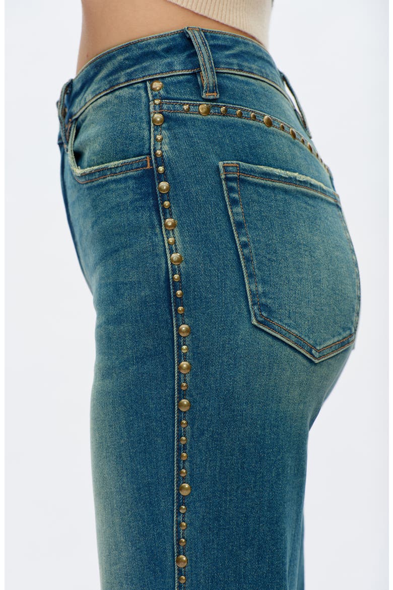 Seamed Rivet High Waist Wide Leg Jeans, Alternate, color, VINTAGE MEDIUM BLUE