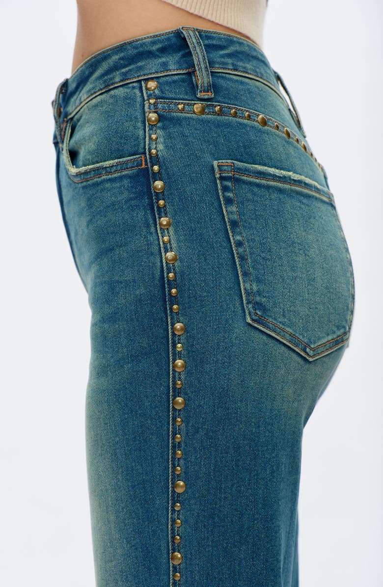 Bayeas Seamed Rivet High Waist Wide Leg Jeans, Alternate, color, Vintage Medium Blue