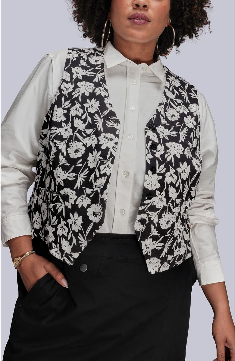 WILDFANG The Empower Vest, Alternate, color, Monochrome Floral Black