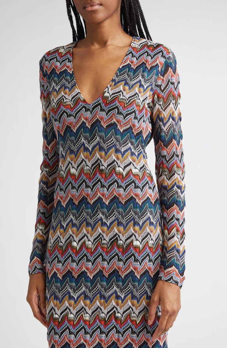 Missoni Zigzag Long Sleeve Midi Sweater Dress, Alternate, color, Blue Multi