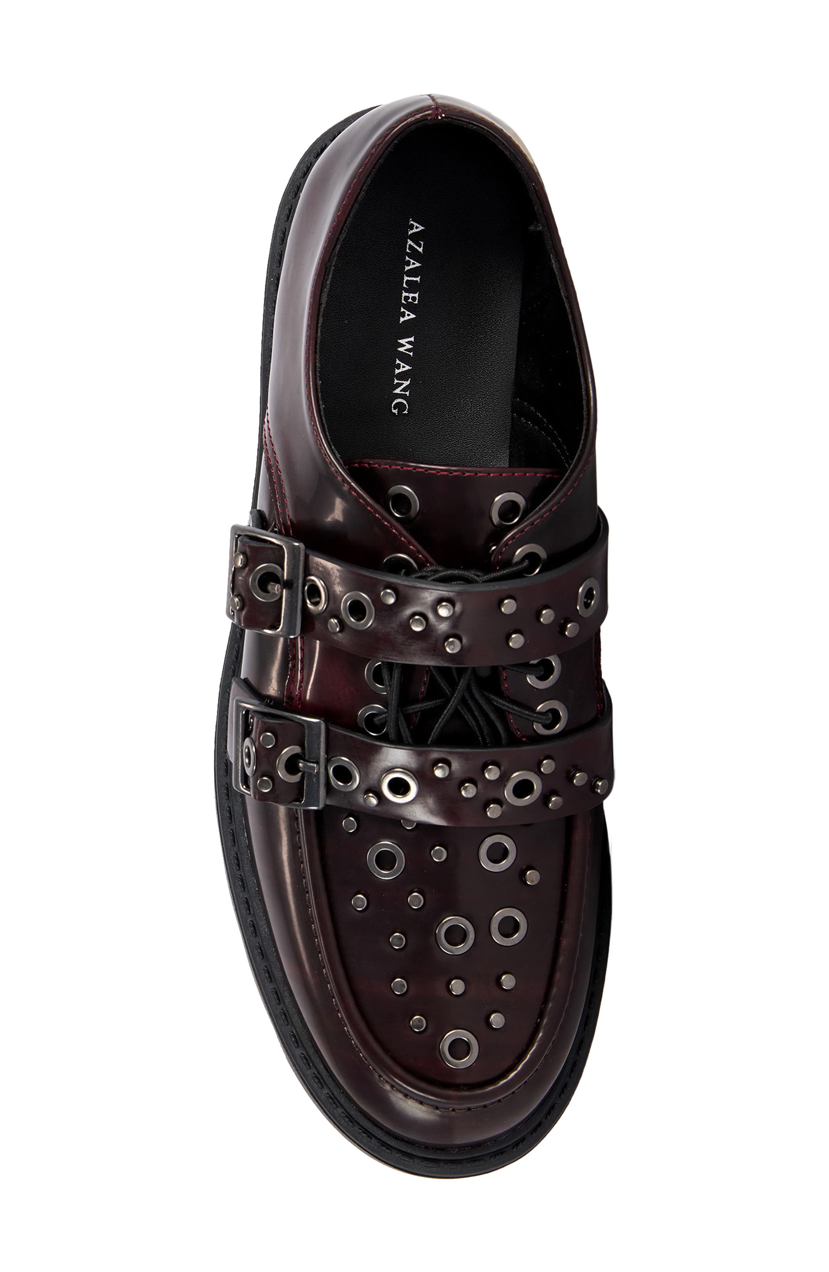 Lox Studded Faux Leather Loafer, Alternate, color, MERLOT