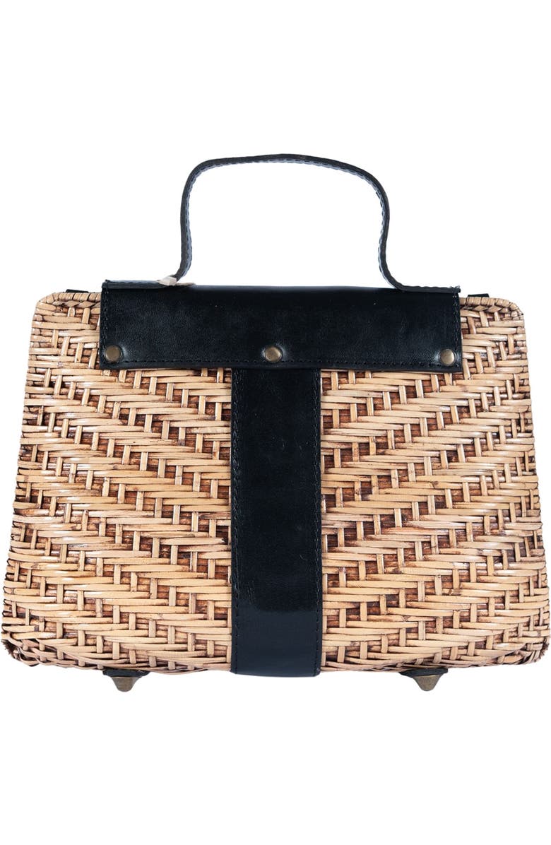 Jelavu Nori Handwoven Rattan Top Handle Bag, Alternate, color, Natural/ Black