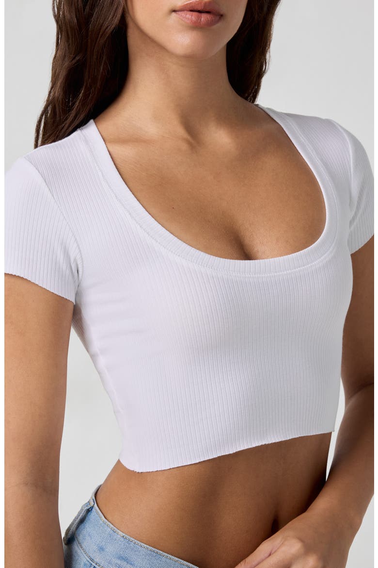 Softie Rib Short Sleeve Crop Top, Alternate, color, BRIGHT WHITE