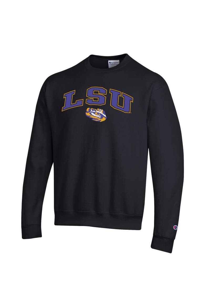 Men's Champion  Black LSU Tigers Arch Over Logo Pullover Sweatshirt, Alternate, color, Black