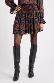 Treasure & Bond Floral Pleated Chiffon Miniskirt