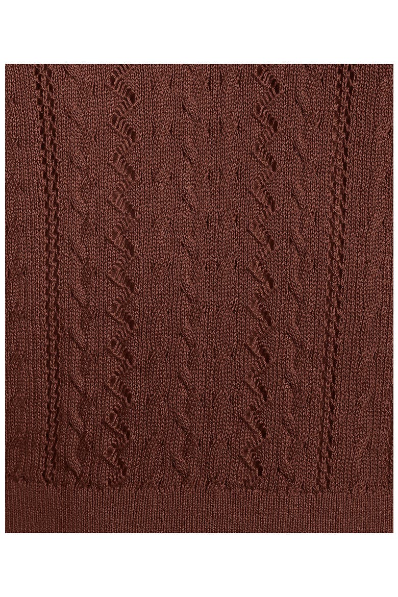 Fine Gauge Cotton Pointelle Polo Sweater, Alternate, color, Earthen Clay