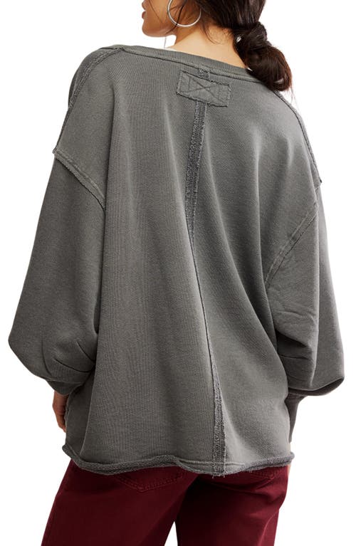 Free People Wtf Venice Oversize Cotton Blend Graphic Sweatshirt In Gray