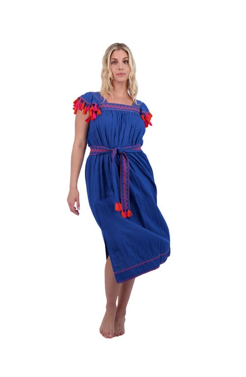 Mer St. Barth Dress Classic Blue Embroidery In Blue