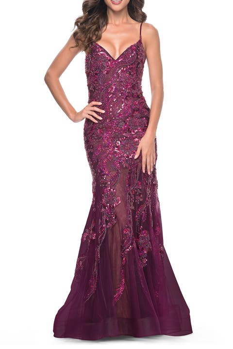 Mermaid Sequin and Beaded Embellished Prom Dress