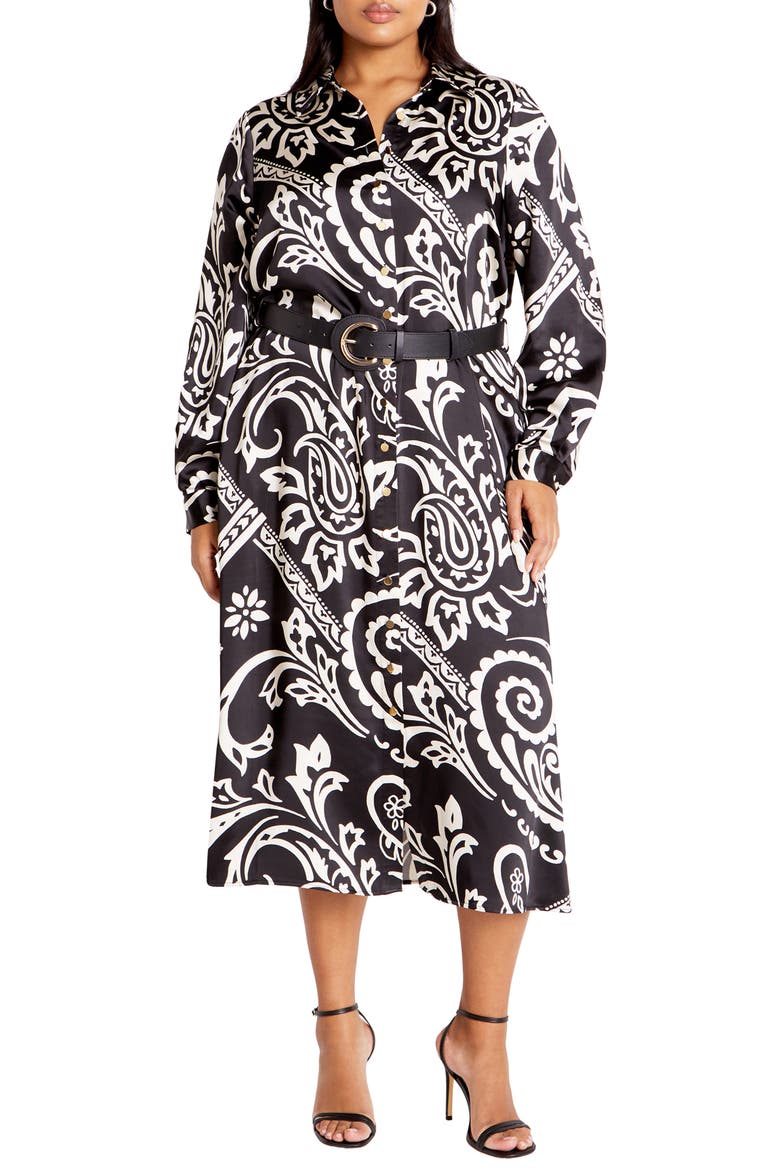 Sienna Paisley Print Long Sleeve Shirtdress, Main, color, PAISLEY