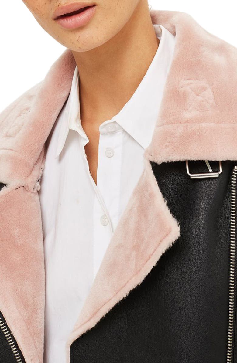 Topshop Lola Biker Jacket, Alternate, color, 