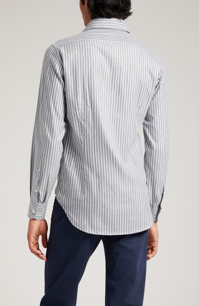 Eleventy Pinstripe Cotton Blend Button-Up Shirt, Alternate, color, 