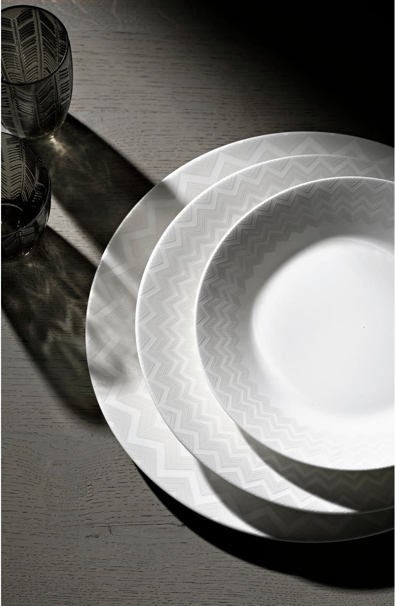 Missoni Home Tableware Soup Bowls ZIG ZAG Set of 6  White diam. 14,5* H. 2.4", Alternate, color, White