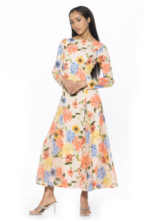 Alexia Admor Elodie Floral Long Sleeve Maxi Dress In Sand Floral