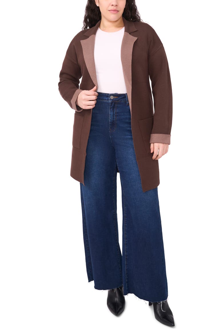 Lapel Long Cardigan, Alternate, color, DEEP COFFEE