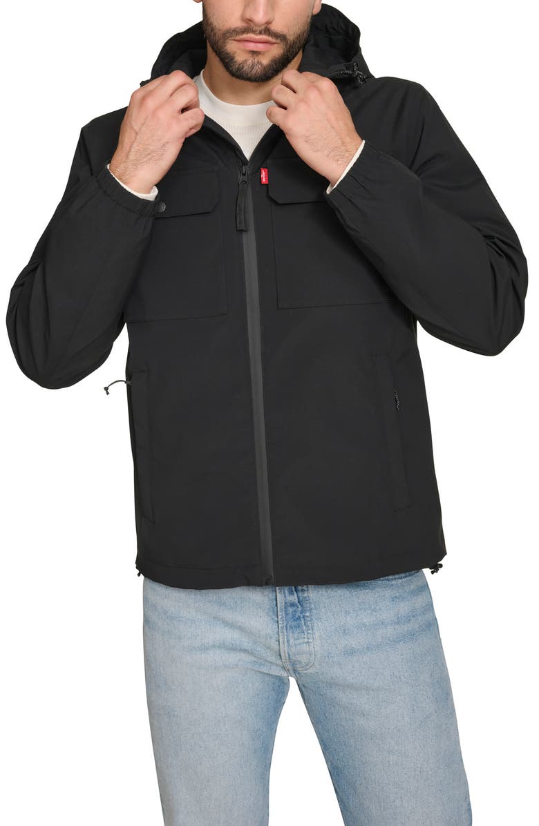 Levi's<sup>®</sup> Hooded Rain Jacket, Main, color, Black