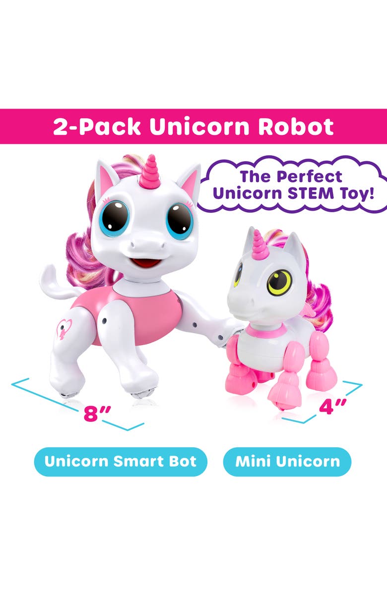 Power Your Fun Robo Pets Unicorn Toys 2pk, Alternate, color, White, Pink