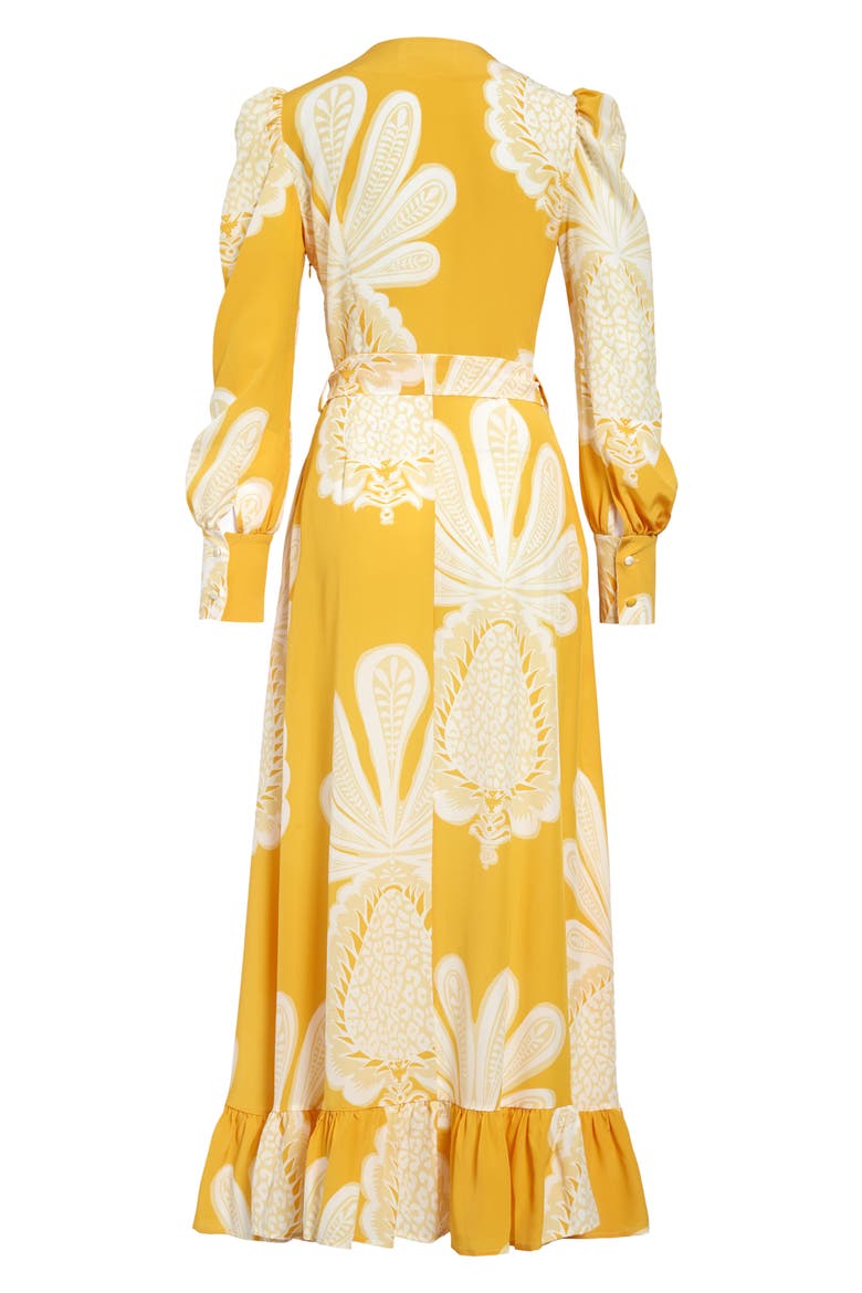 Super Smokin' Hot Long Sleeve Silk Dress, Alternate, color, BIG PINEAPPLE