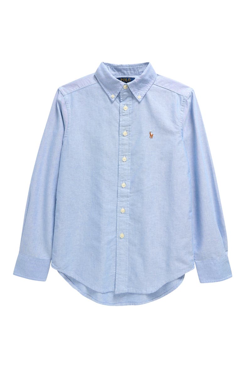 Kids' Oxford Cotton Button-Down Shirt, Main, color, BLUE