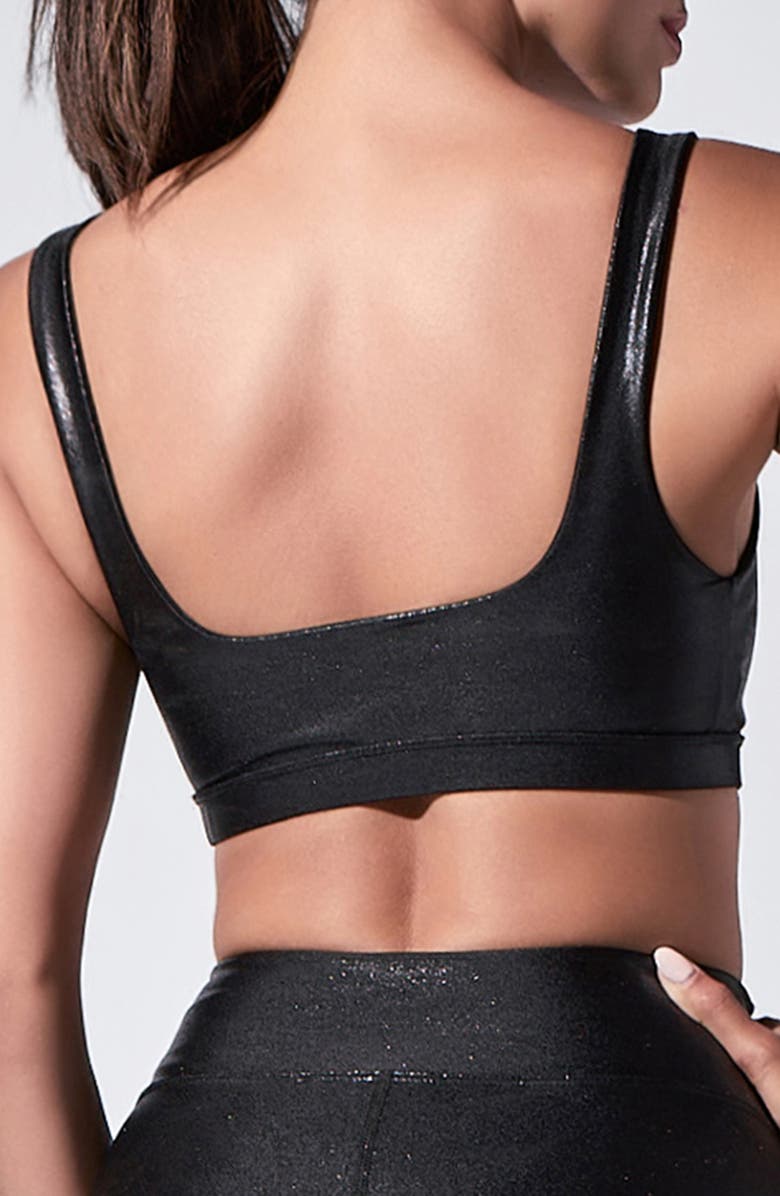 Heroine Sport Marie Shimmer Sports Bra, Alternate, color, Onyx