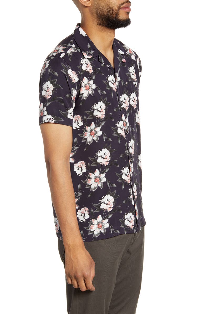 Ted Baker London Philip Slim Fit Floral Short Sleeve Shirt, Alternate, color, 